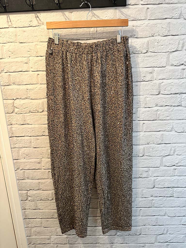 Malissa J Cigarette Sequin Trousers - Latte
