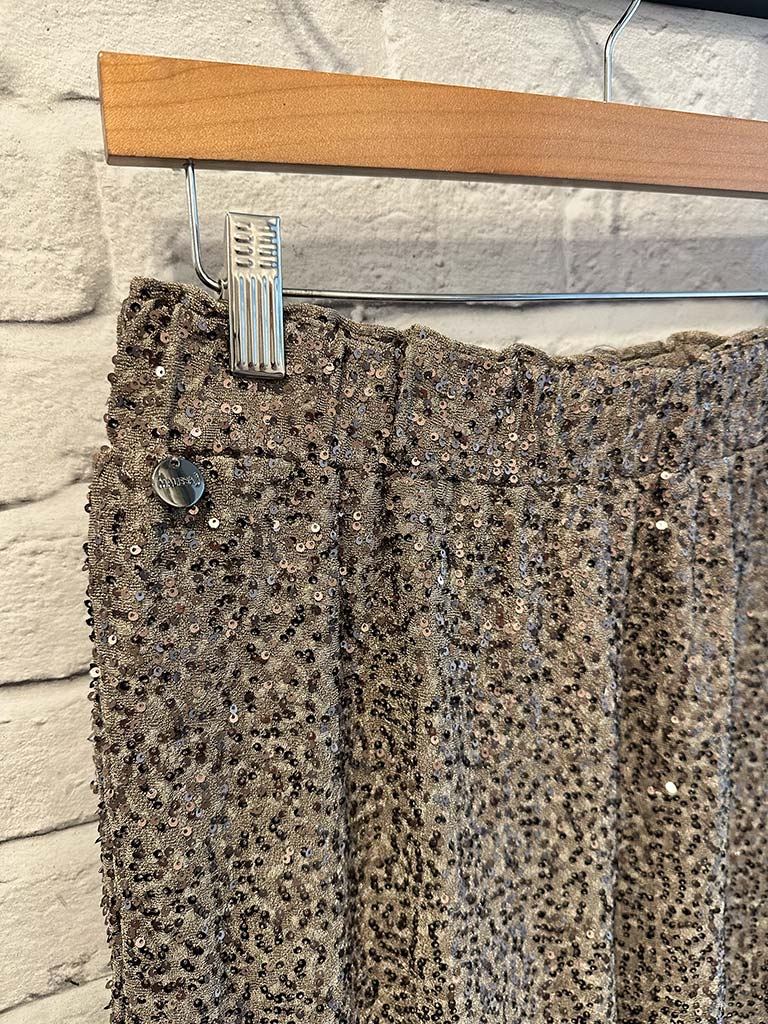 Malissa J Cigarette Sequin Trousers - Latte
