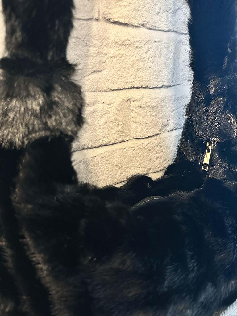 Malissa J Faux Fur Crescent Bag - Black