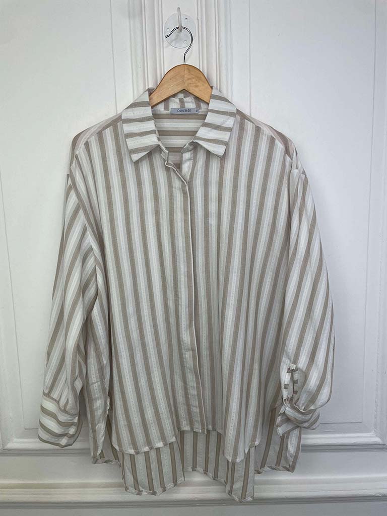 Cotton Stripe Classic Shirt - Stone