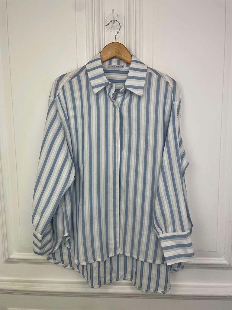 Cotton Stripe Classic Shirt - Sky