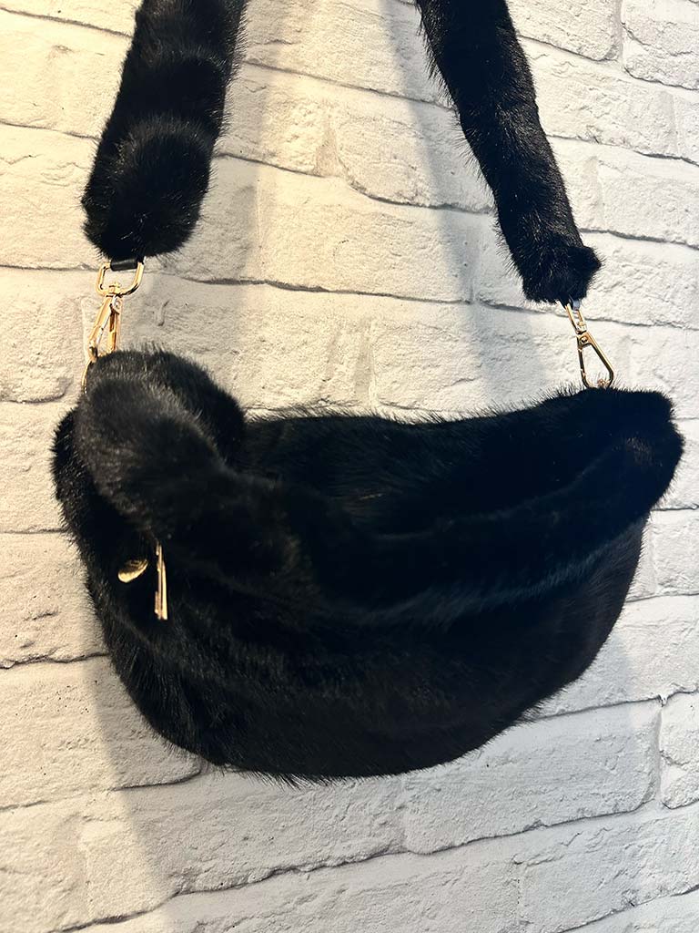 Malissa J Faux Fur Bum Bag - Black