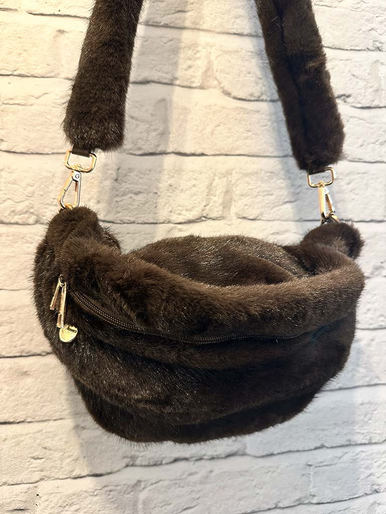 Malissa J Faux Fur Bum Bag - Chocolate