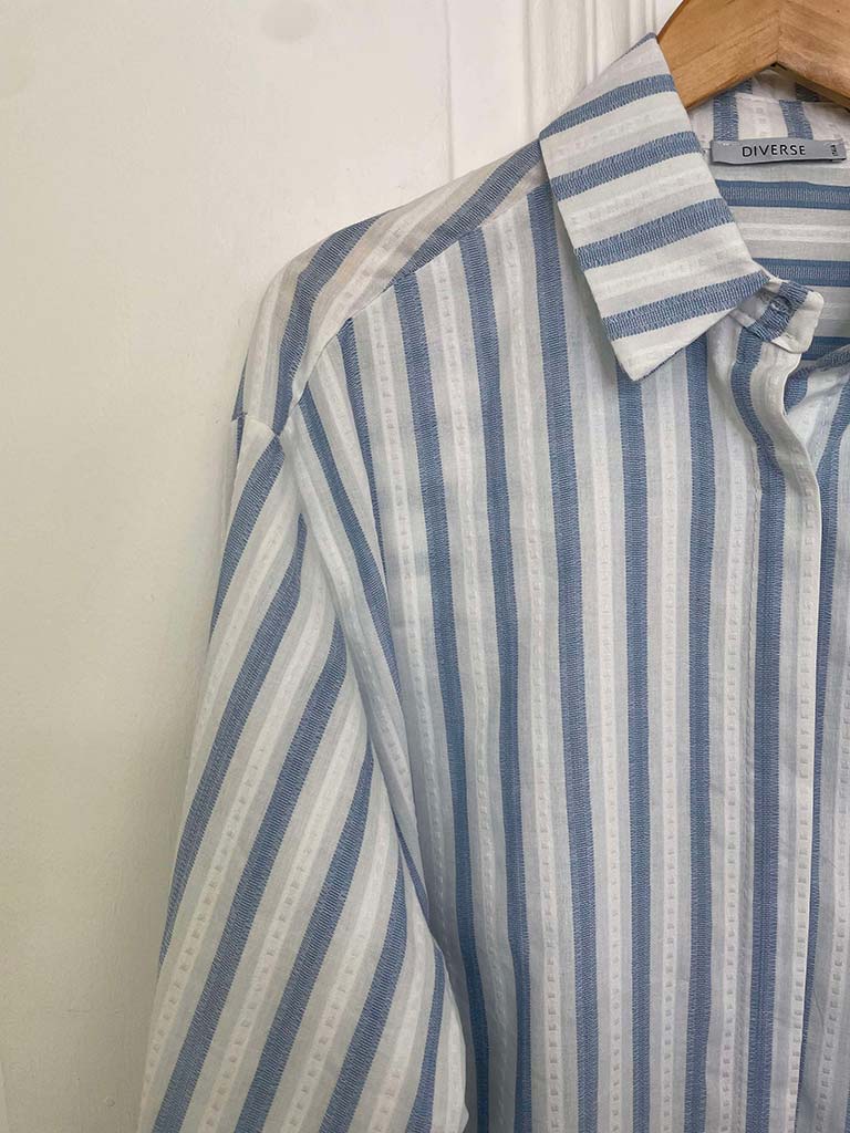 Cotton Stripe Classic Shirt - Sky