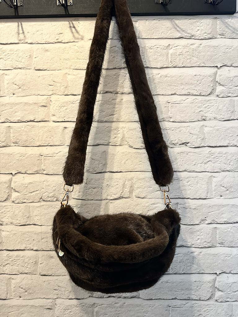 Malissa J Faux Fur Bum Bag - Chocolate