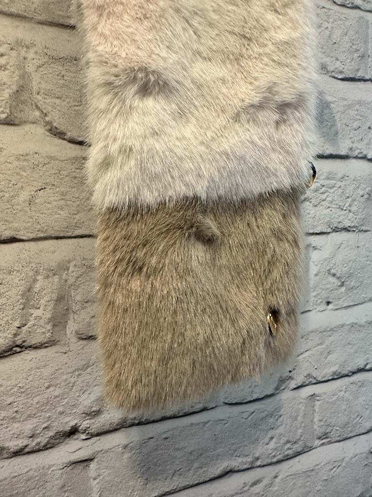 Malissa J Faux Fur Collar - Taupe & Stone