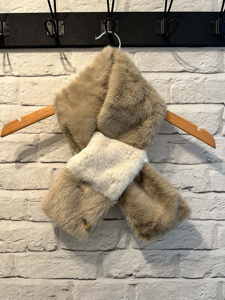Malissa J Faux Fur Collar - Taupe & Stone