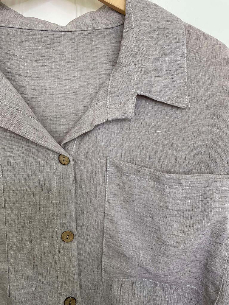 Linen Look Two Pocket Shirt - Mocha