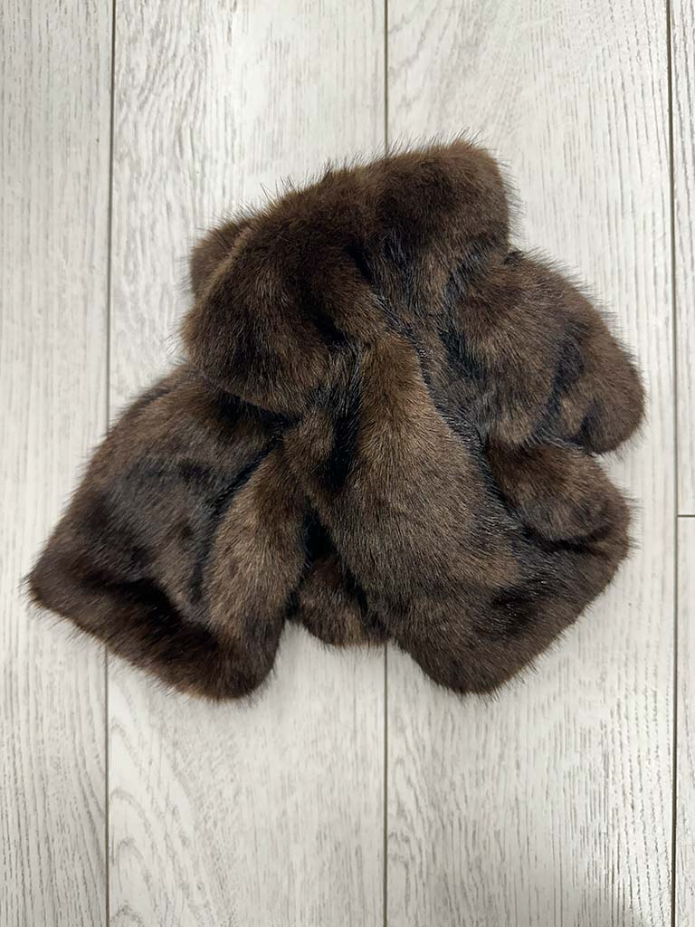 Malissa J Faux Fur Fingerless Gloves - Brown