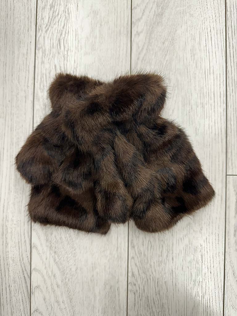 Malissa J Faux Fur Fingerless Gloves - Leopard