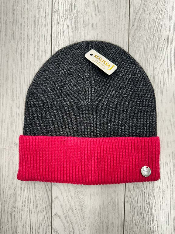 Malissa J Two-Tone Beanie Hat - Grey