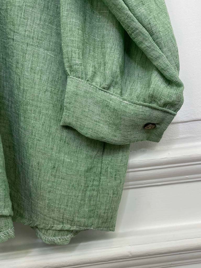 Linen Look Two Pocket Shirt - Spring Green