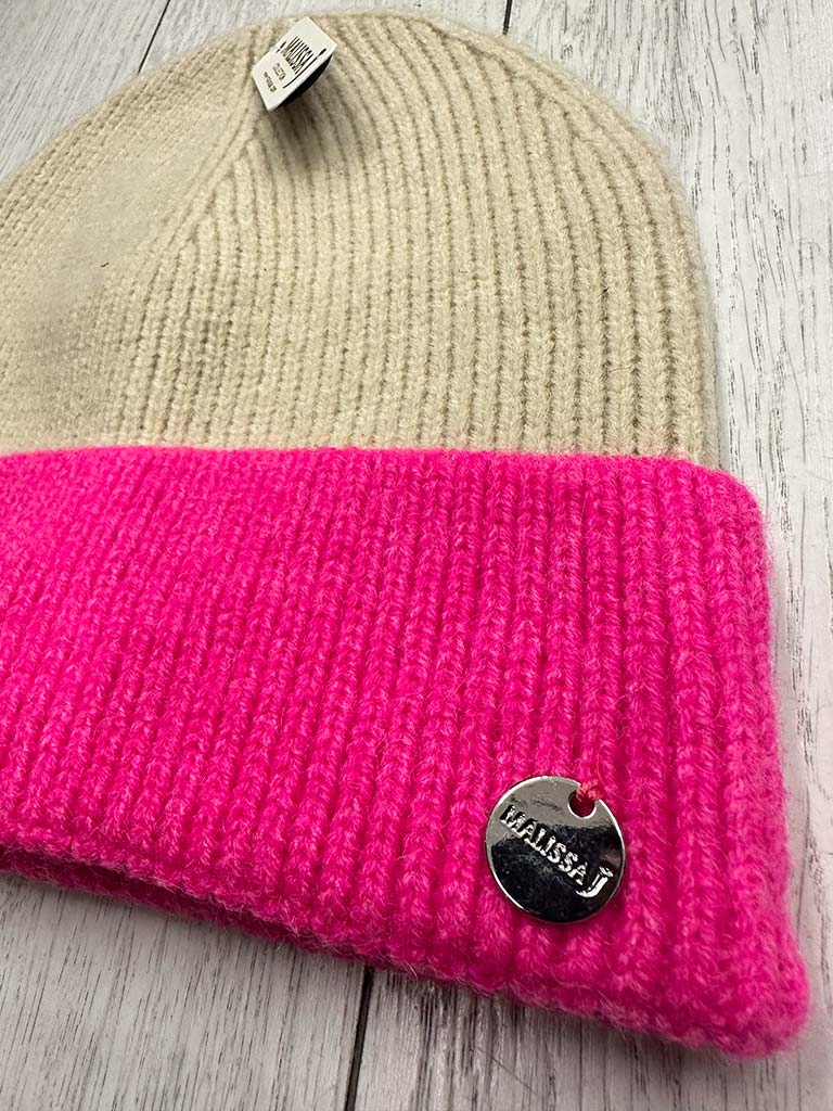 Malissa J Two-Tone Beanie Hat - Stone