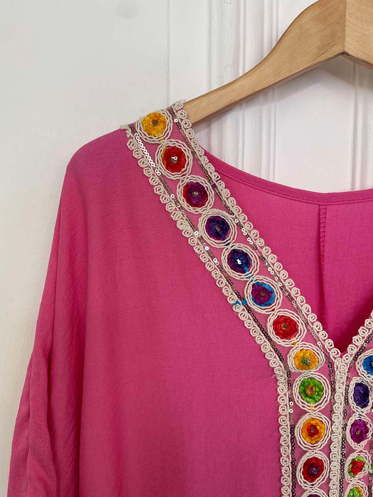 Embellished Kaftan Top - Candy