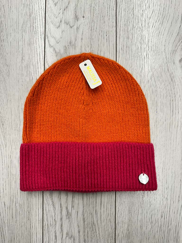 Malissa J Two-Tone Beanie Hat - Orange