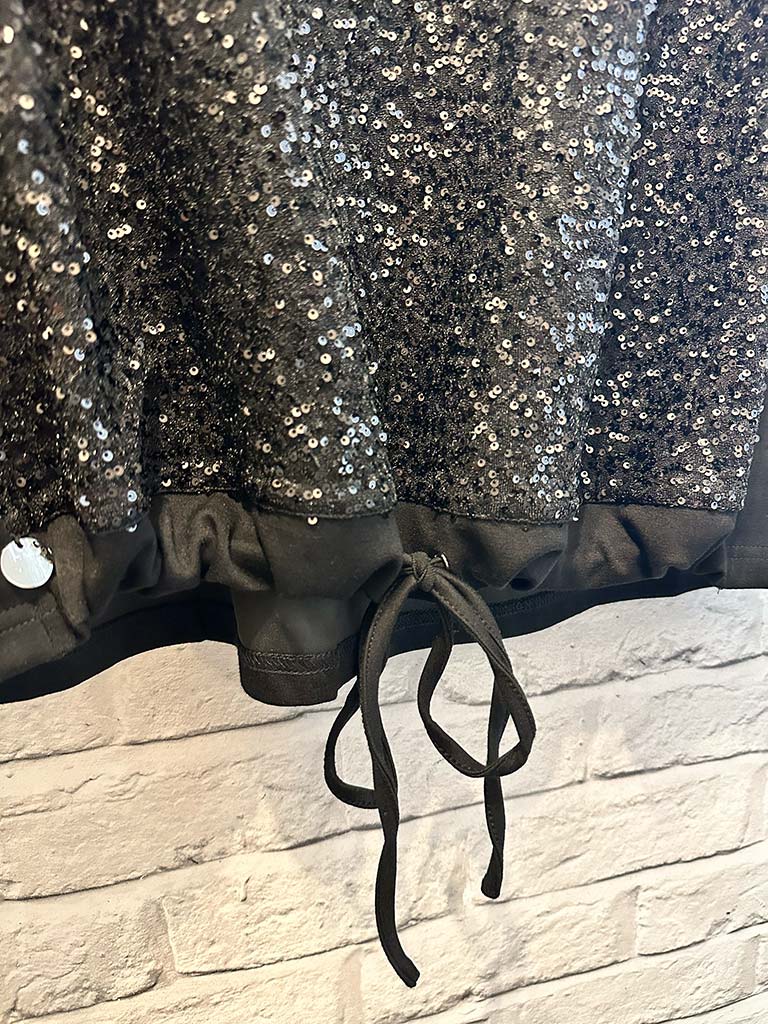 Malissa J Sequin Drawstring Vest - Black