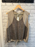 Malissa J Sequin Drawstring Vest - Latte