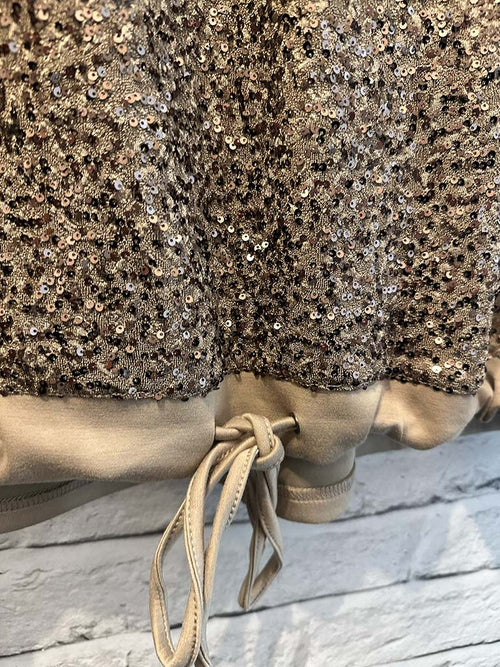 Malissa J Sequin Drawstring Vest - Latte