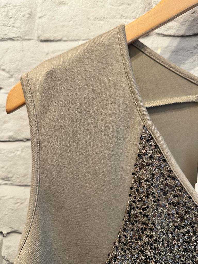 Malissa J Sequin Drawstring Vest - Latte