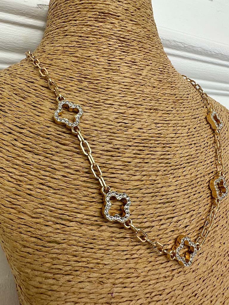 Envy Embellished Alhambra Short Chain Necklace - Gold