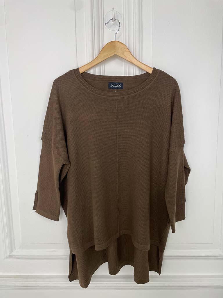 Waffle Drop Back Knit - Chocolate
