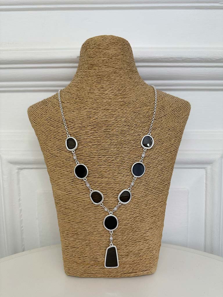 Envy Stain Glass Chain Necklace - Silver