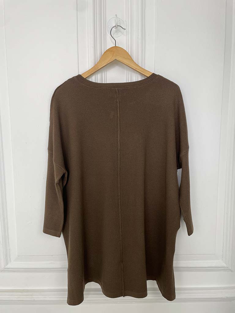 Waffle Drop Back Knit - Chocolate