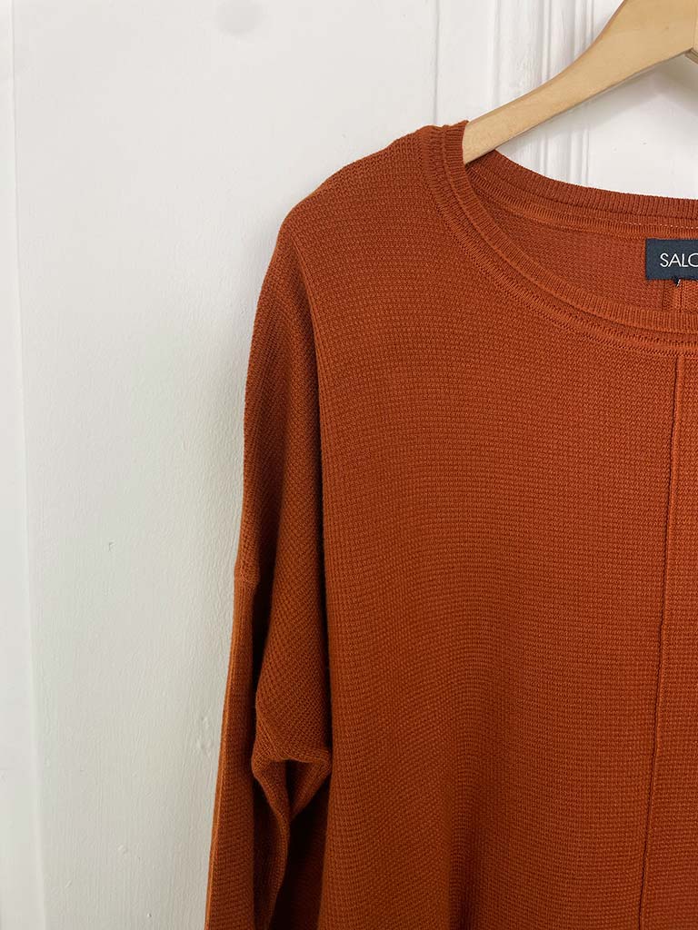 Waffle Drop Back Knit - Rust
