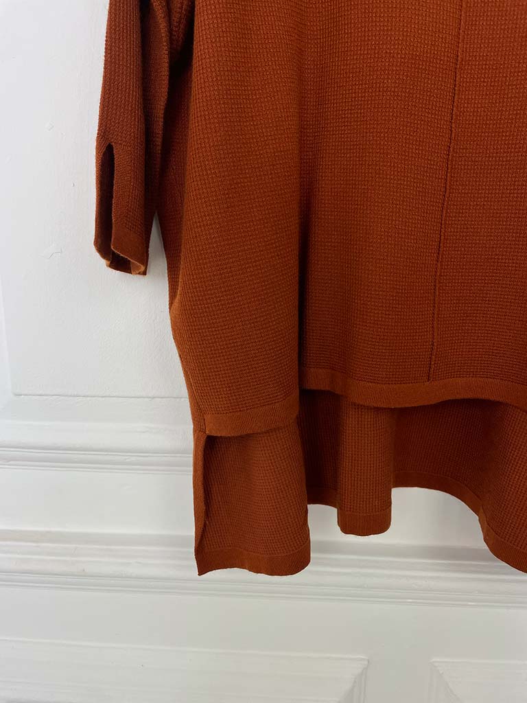 Waffle Drop Back Knit - Rust