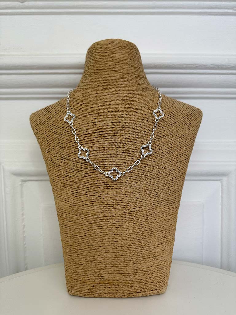 Envy Embellished Alhambra Short Chain Necklace - Silver