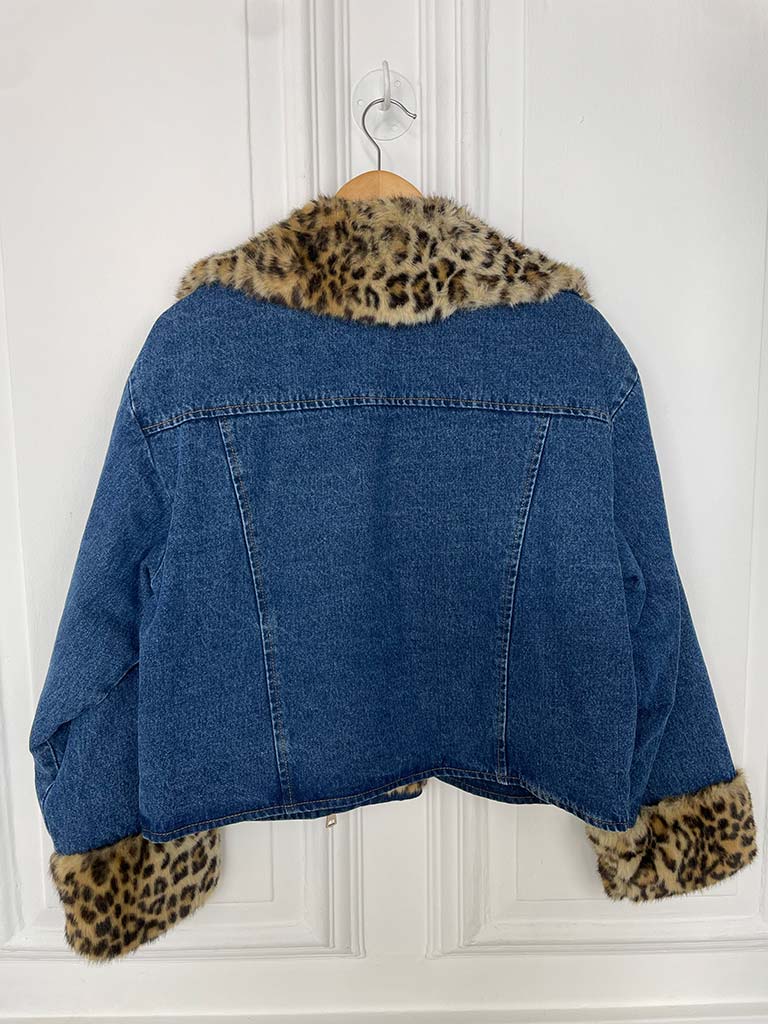 Denim & Leopard Biker Jacket