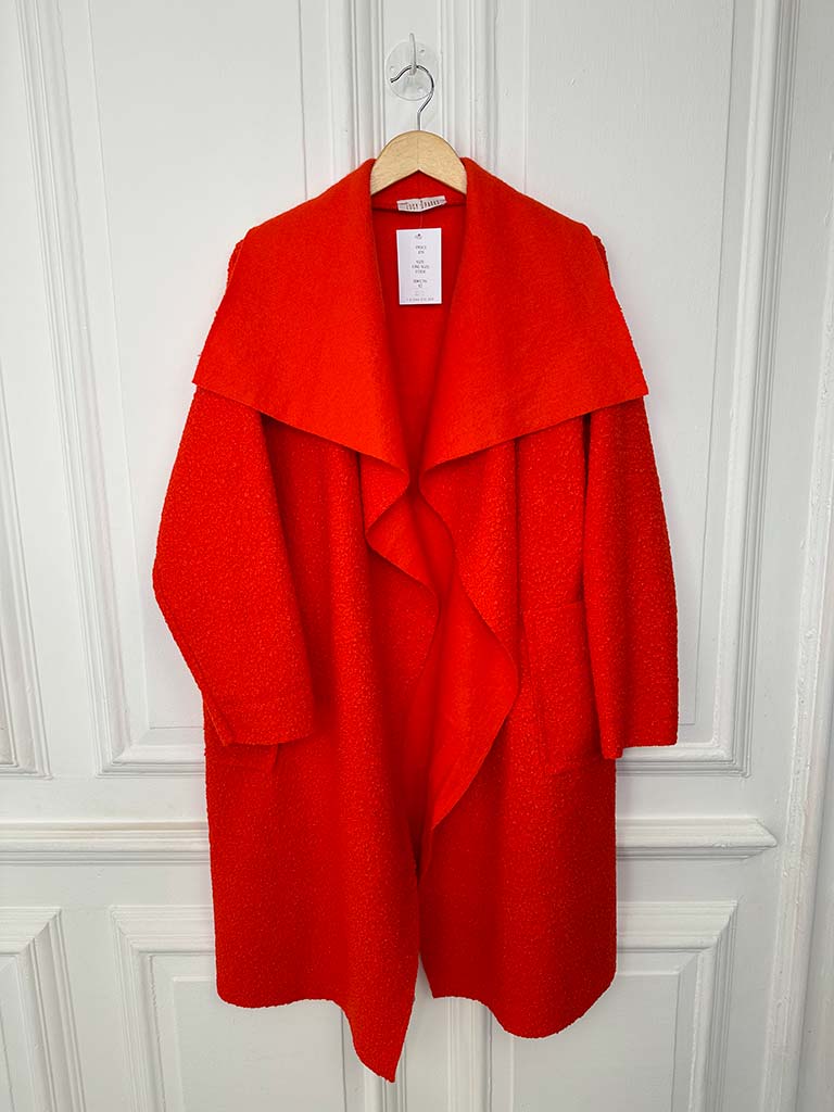 Boucle Waterfall Coat - Tomato