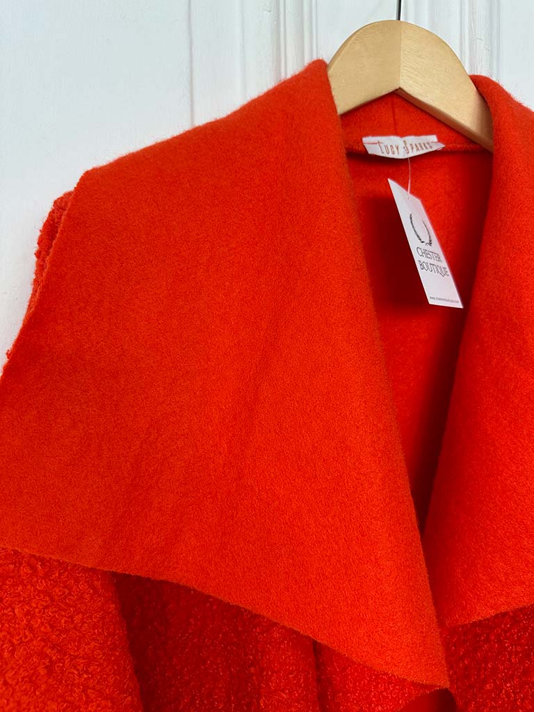 Boucle Waterfall Coat - Tomato