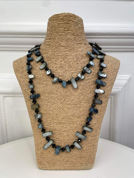 Shell & Bead Necklace - Black