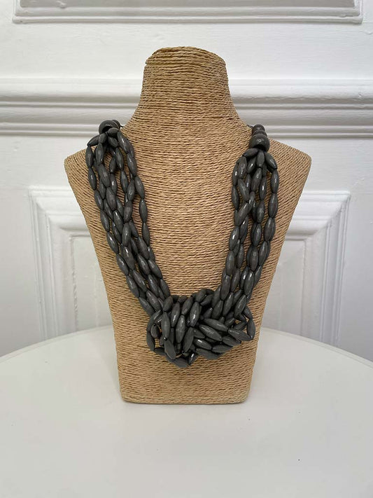 Beaded Knot Necklace - Slate