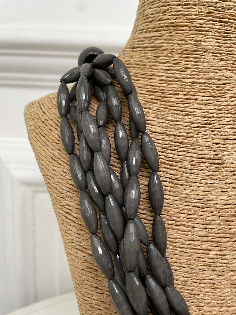 Beaded Knot Necklace - Slate