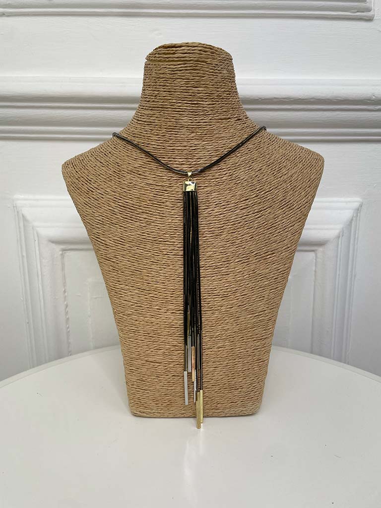 Tassel Pendant Necklace - Black & Gold
