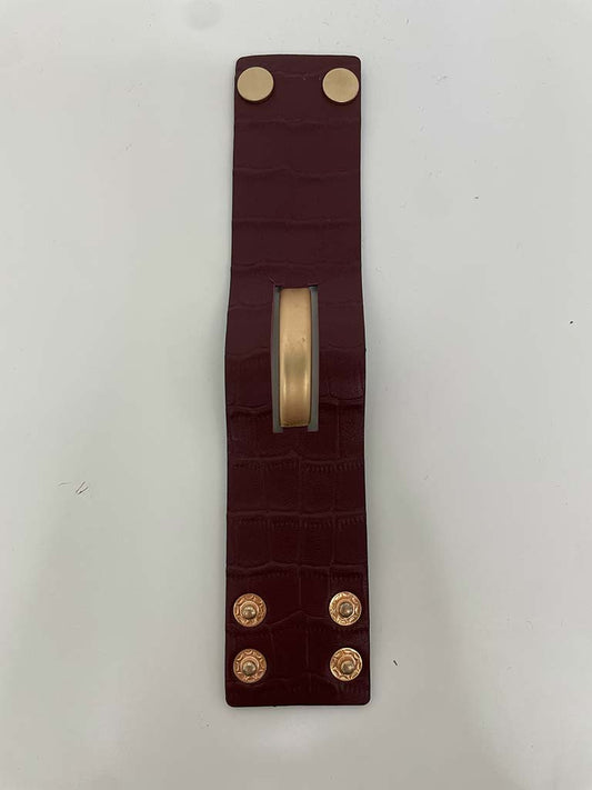Faux Leather Cuff Bracelet - Burgundy