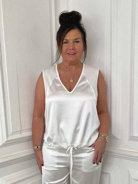Malissa J Silk Feel Drawstring Vest - Warm White