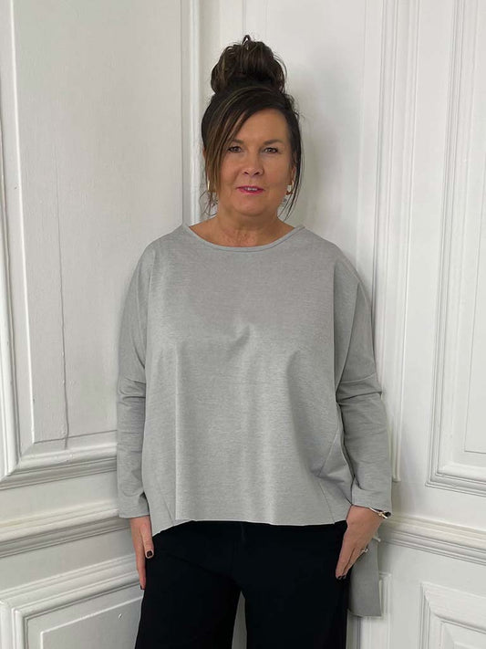 Dipped Back Scuba Tunic - Grey