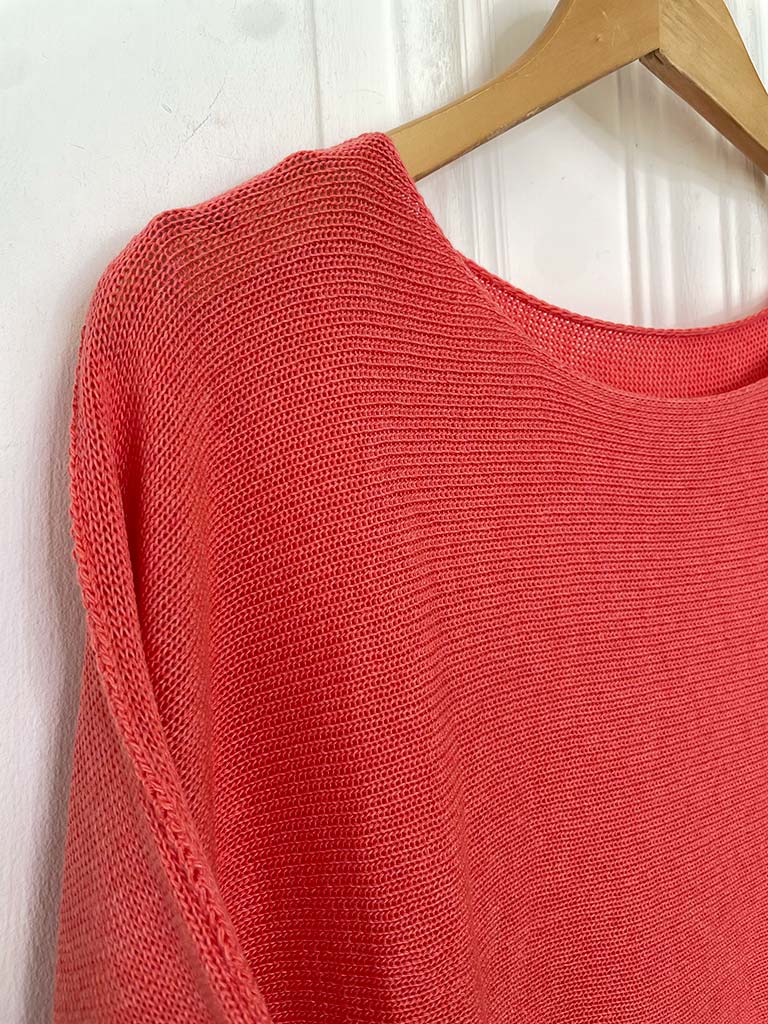 Oversized Raw Edge Knit - Coral