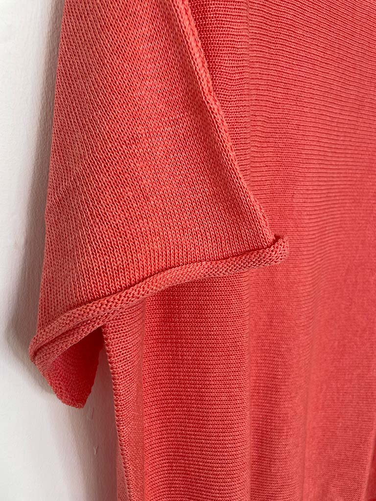 Oversized Raw Edge Knit - Coral