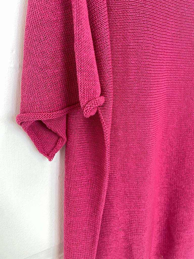 Oversized Raw Edge Knit - Hot Pink