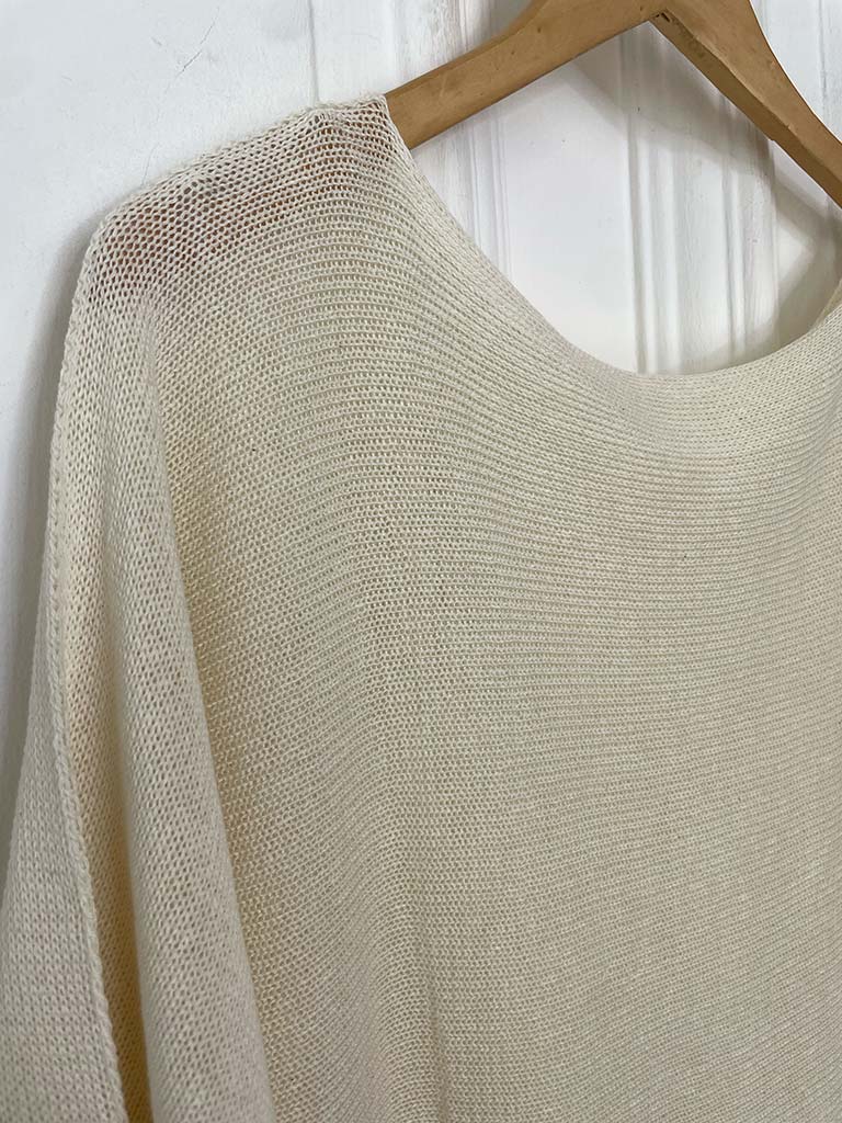 Oversized Raw Edge Knit - Ecru