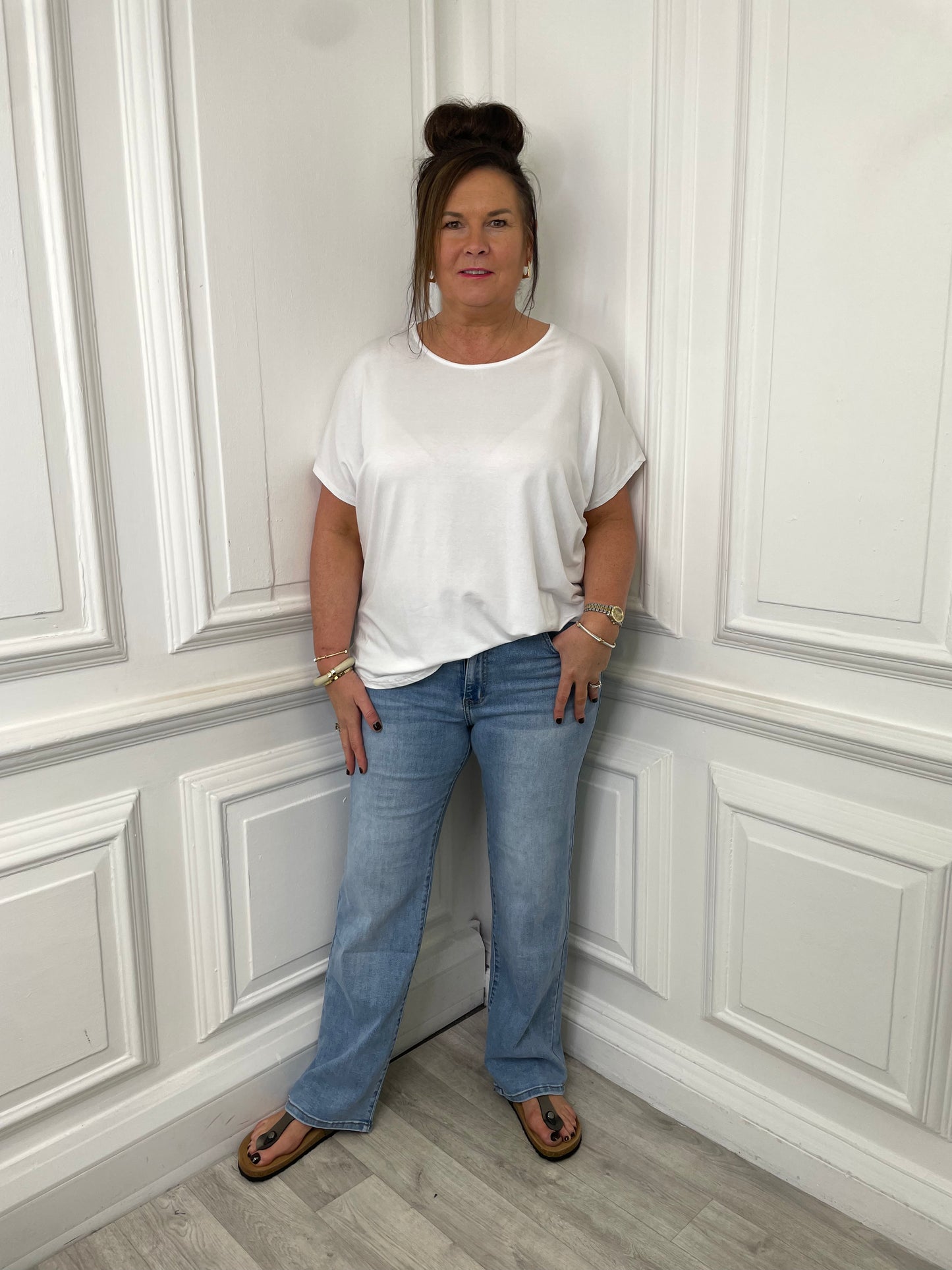 Loose Wide Leg Jeans - Pale Blue