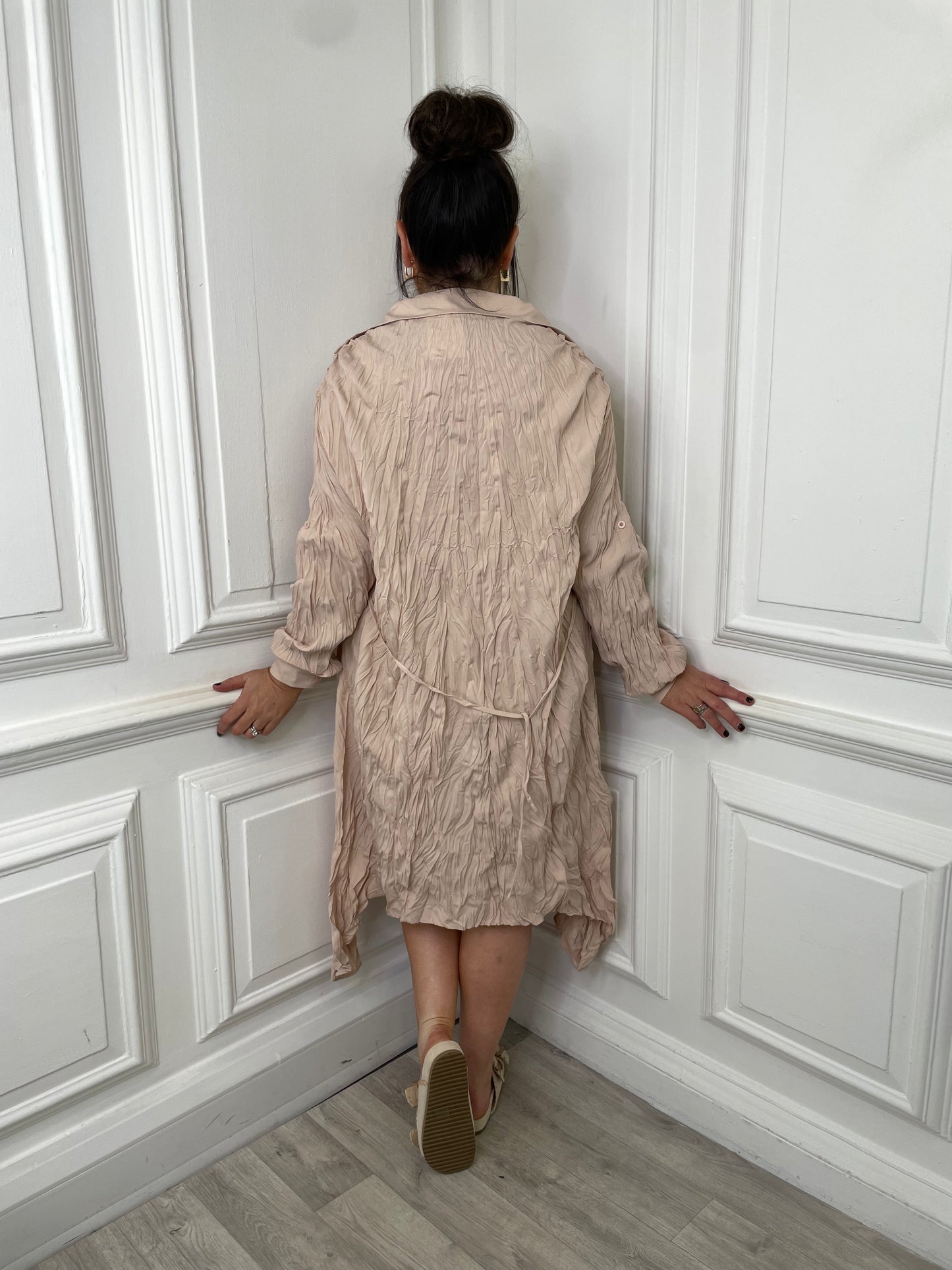 Rippled Shirt Dress - Bisque