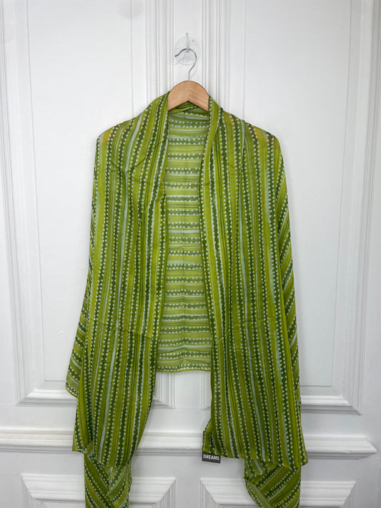 Kiwi Green Spot & Striped Scarf