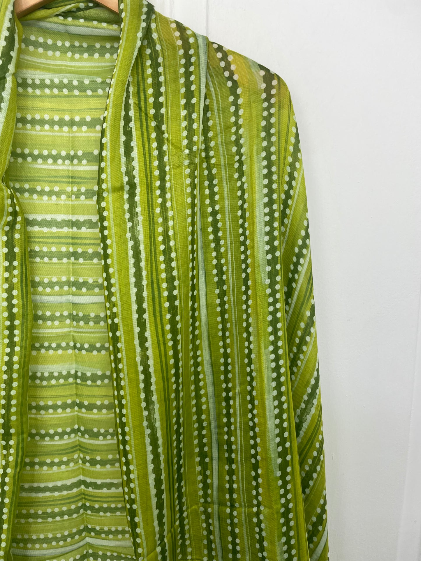 Kiwi Green Spot & Striped Scarf