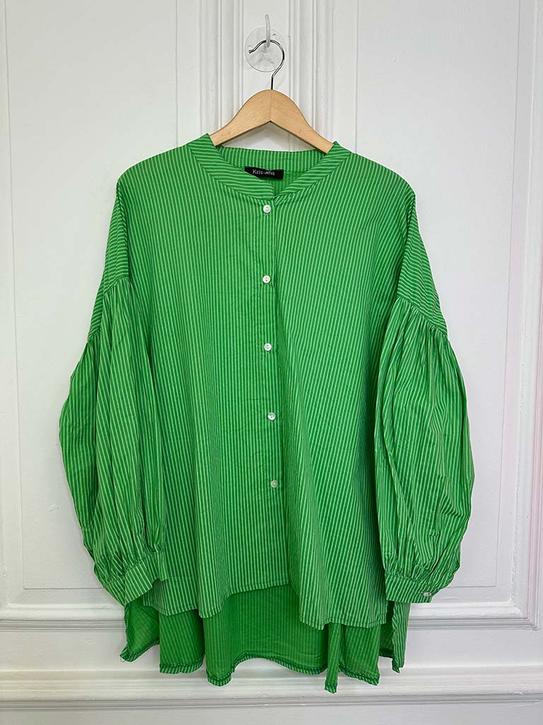 Cotton Stripe Shirt - Apple