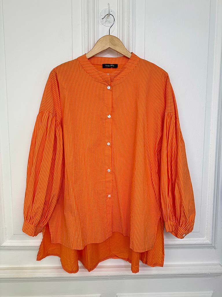 Cotton Stripe Shirt - Tangerine